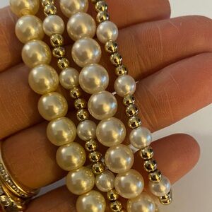 Faux Pearl and Gold Beaded bracelet set of 4
